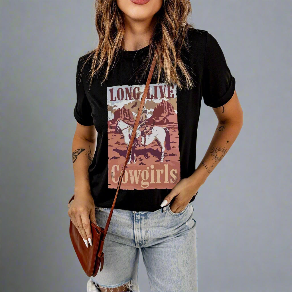 The Prairie Luxe Tee – “Long Live Cowgirls”