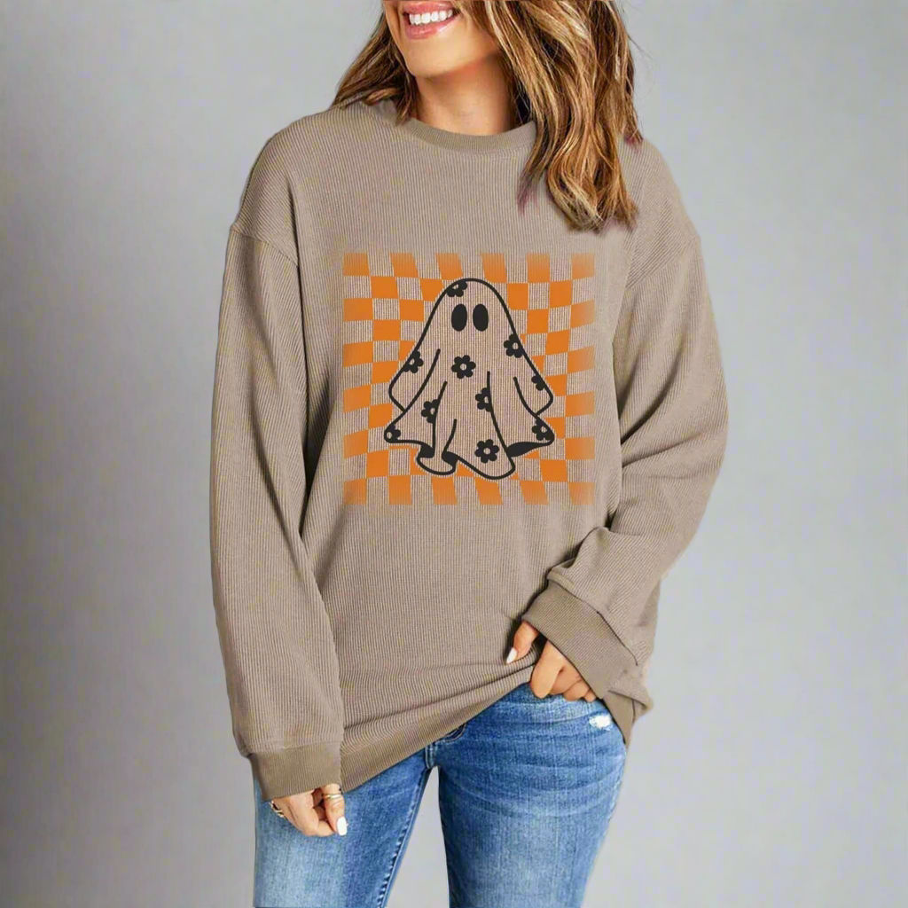 Checkered Ghost Graphic Sweatshirt