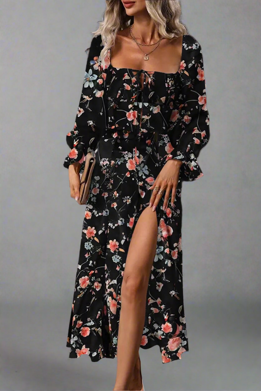 Midnight Rose Slit Maxi Dress