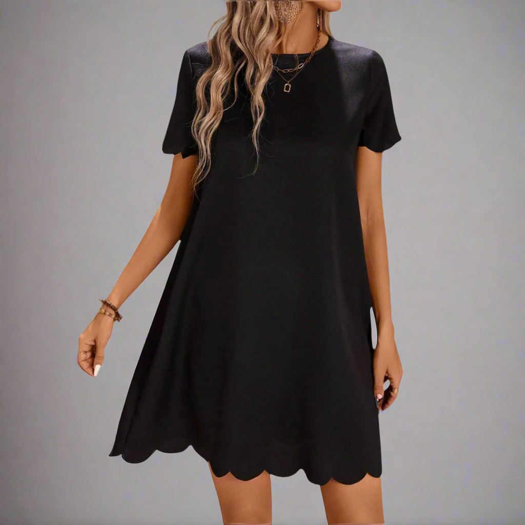 Chic Scallop Hem Mini Dress