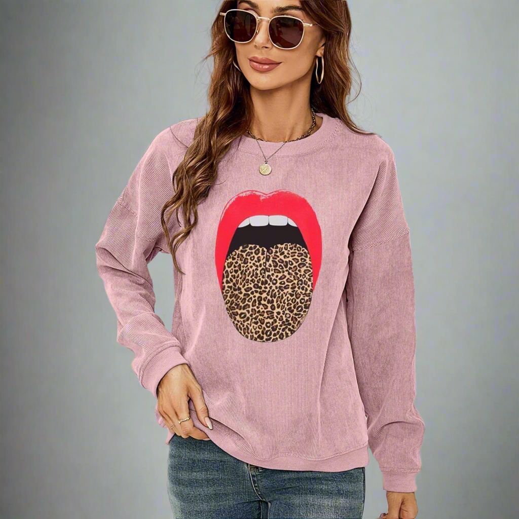 Leopard Tongue Graphic Sweatshirt