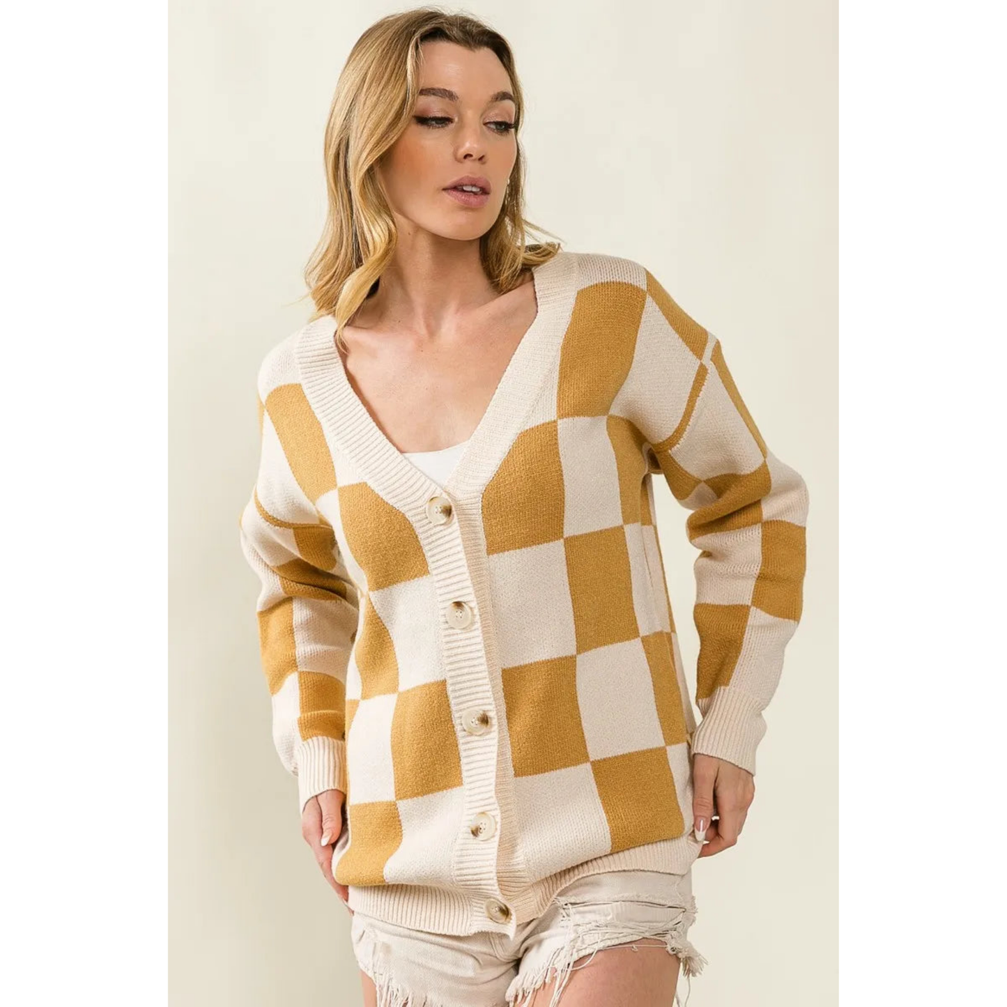 Golden Checkmate Cardigan