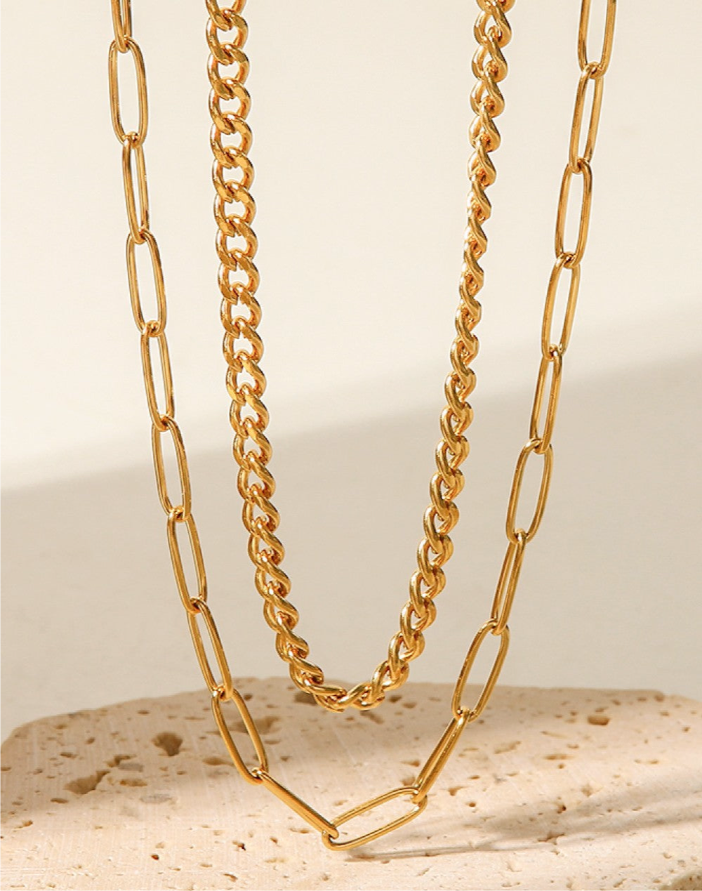 18K Gold Plated Layered Chain Necklace
