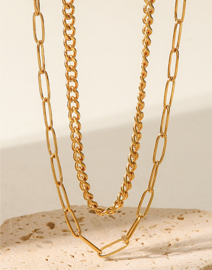 18K Gold Plated Layered Chain Necklace