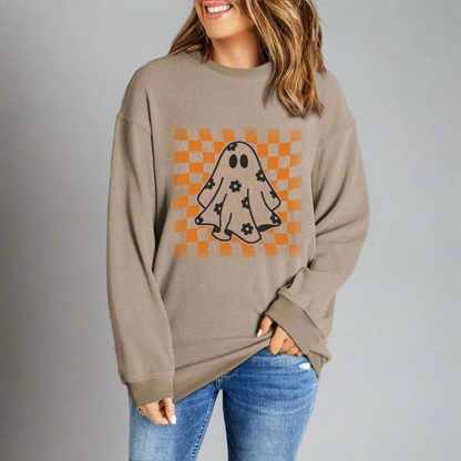 Checkered Ghost Graphic Sweatshirt
