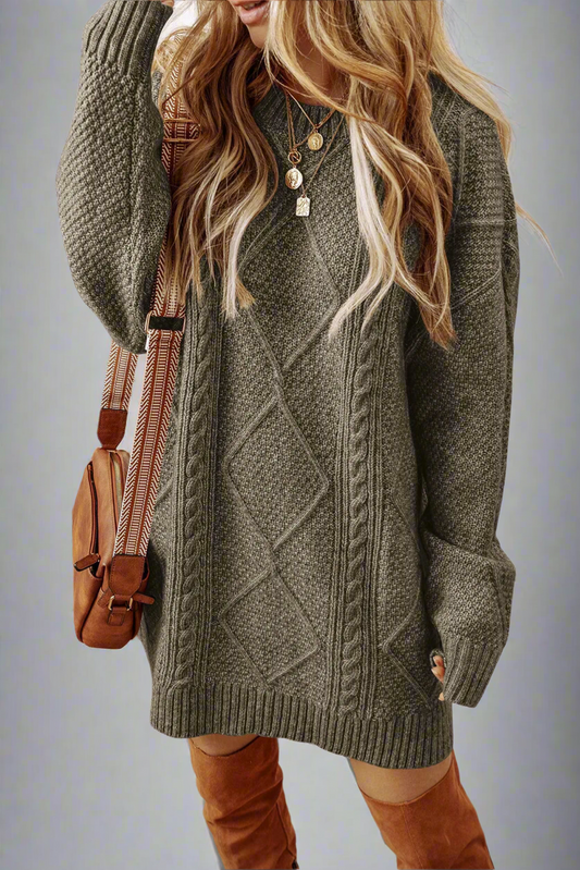 Cozy Haven Cable Knit Sweater Dress