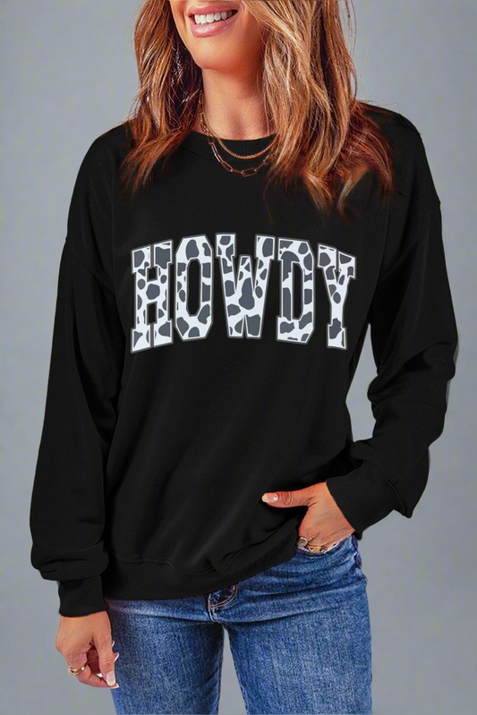 Howdy Cowprint Graphic Sweatshirt