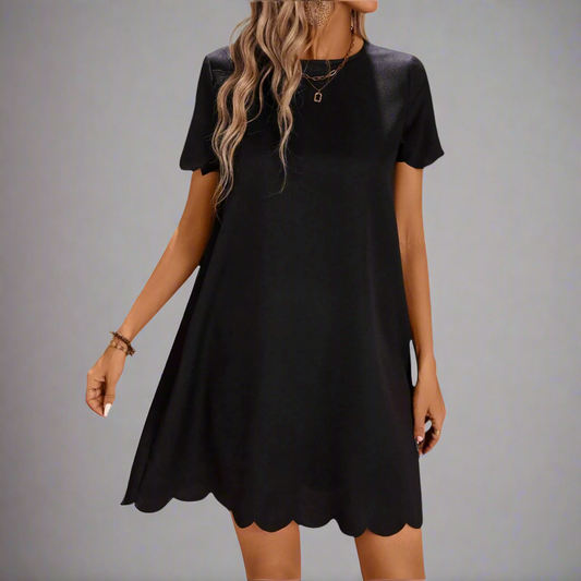 Chic Scallop Hem Mini Dress