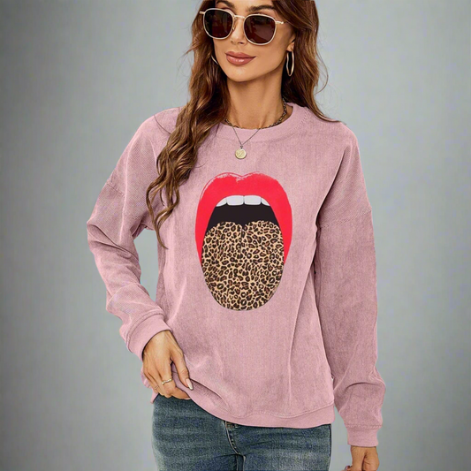 Leopard Tongue Graphic Sweatshirt
