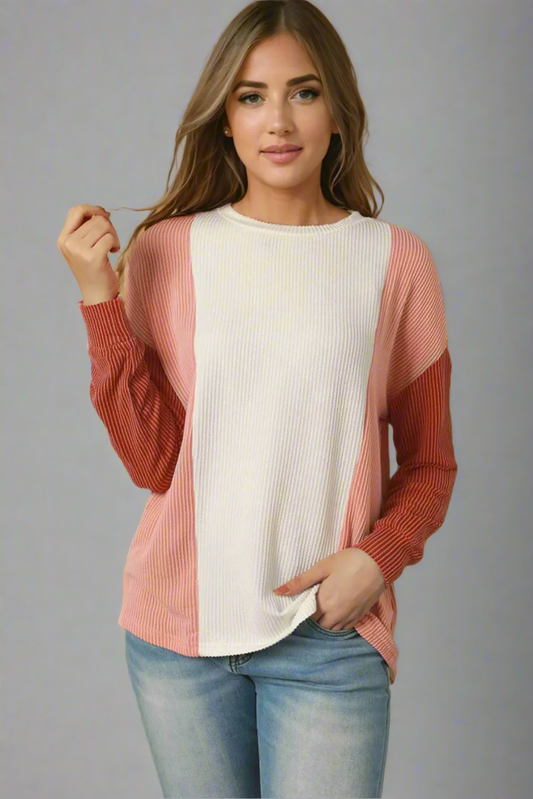 Blush Contrast Color Block Top